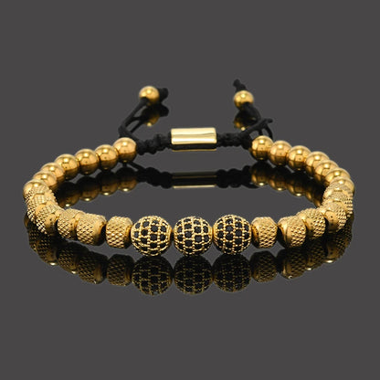 Luxury Royal Golden CZ Ball Man Bracelet Stainless Steel Beads Hand Jewelry Boy Gift