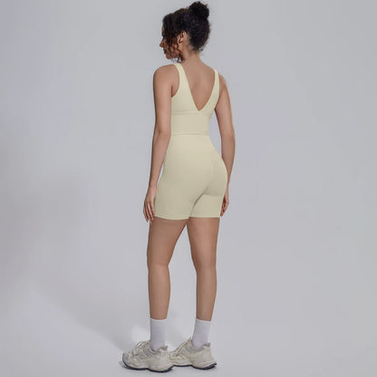 Solid Color Summer Yoga Set Woman's Sexy Backless Yoga Underwear with Chest Pad Quick-Dry Hip Push Up Fitness Shorts Sportswear