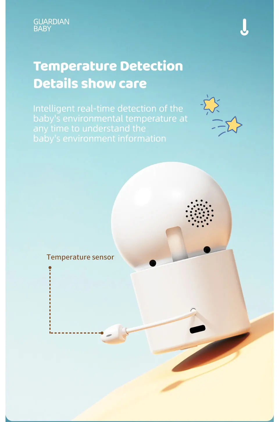 Danmini Intelligent Baby Monitor 4.3-inch IPS Color Screen Display PZT Control Night Vision Indoor Security Surveillance Camera