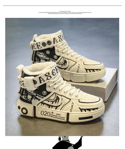 Boys High-Top Sneakers – Waterproof Leather Upper Shoes With Buckle Strap 2025 Autumn Winter