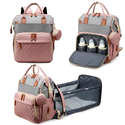 Quality Outdoor Portable Foldable baby Travelling bed backpack mommy bag fashion leisure large capacity infant carrier bag