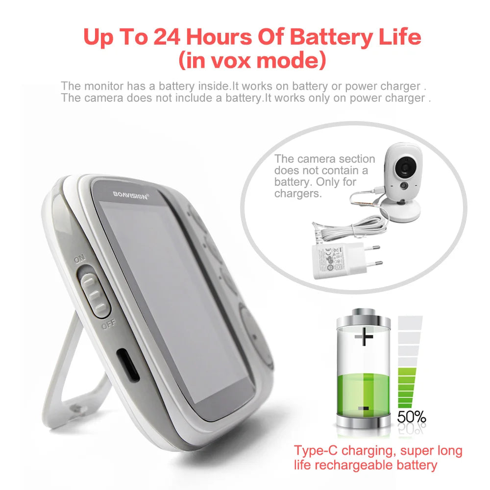 VB603 Video Baby Monitor 2.4G Wireless With 3.2 Inches LCD 2 Way Audio Talk Night Vision Surveillance Security Camera Babysitter