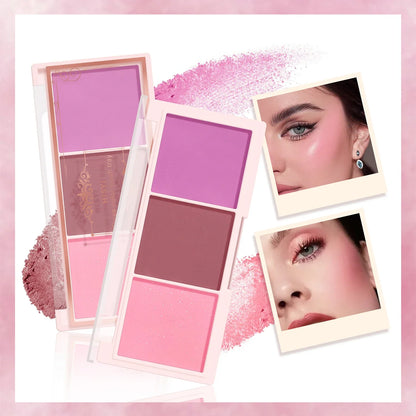 3-Color Cheek Red Plate Nude Makeup Natural Matte Milk Tea Orange Eye Shadow Makeup Lasting High Color Rendering Invisible