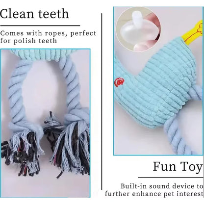 Cute Cartoon Animal Plush Pet Toy Squeaky Durable Chew Resistant Puppy Molar Interactive Play Toys Boredom Relief Dog Chewing