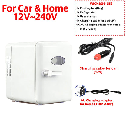 Portable 4L Mini Beauty Fridge Car & Home Dual Use Cooling Heating Refrigerator Skincare Cosmetics Makeup Face Fridge for Travel