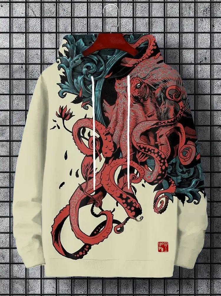 New Autumn And Winter Men's 3D Print Hoodies Japanese Harajuku Fashion Casual Sports Hooded Anime Beast Pattern Man Hoodie
