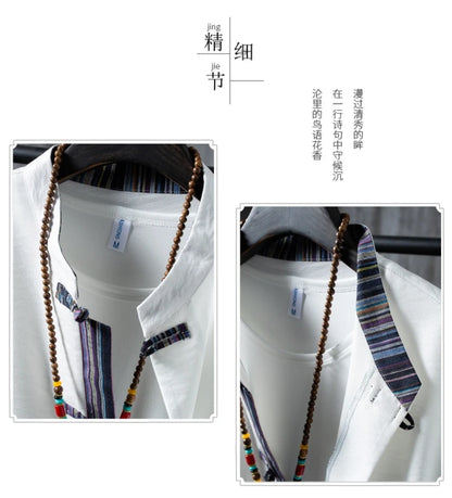 Shirts + Pants summer 100% Cotton linen shorts sleeve Men's Casual Sets Male Fashion trousers and shirts men full size M-5XL