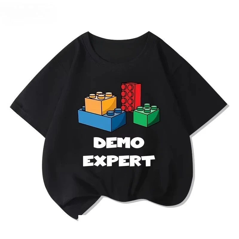 Lego educational cartoon print summer boys and girls 100% cotton short sleeved T-shirt