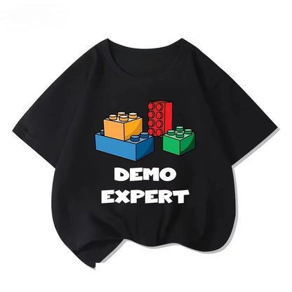 Lego educational cartoon print summer boys and girls 100% cotton short sleeved T-shirt