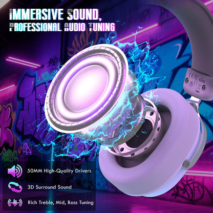 ATTACK SHARK L30 Pro Wireless Gaming Headset with 2.4Ghz/BT/Wired, Long Battery Life with Detachable Microphone 7.1 Surround Sou