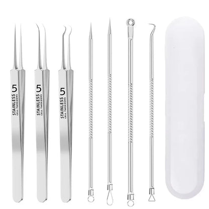 Stainless Steel 4/7/8pcs Acne Removal Tool Set - Blackhead & Pimple Popper Kit for All Skin Types, Fragrance-Free, Beauty Tools