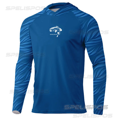 SPELISPOS New Men Fishing Hoodie Summer Breathable  Long Sleeve Fishing Jersey Sun Protection UPF 50+ T-shirt Camisa De Pesca