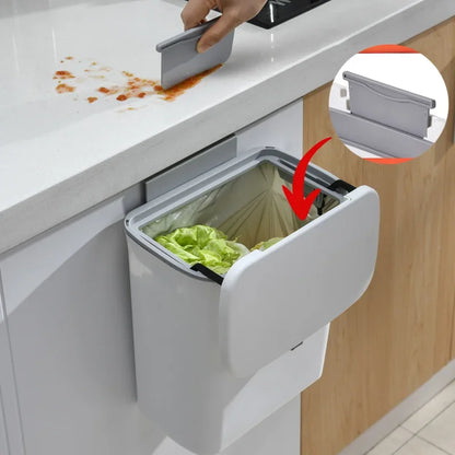 Wall Mounted Trash Can - 79L Hanging Waste Bin with Lid for Kitchen and Bathroom