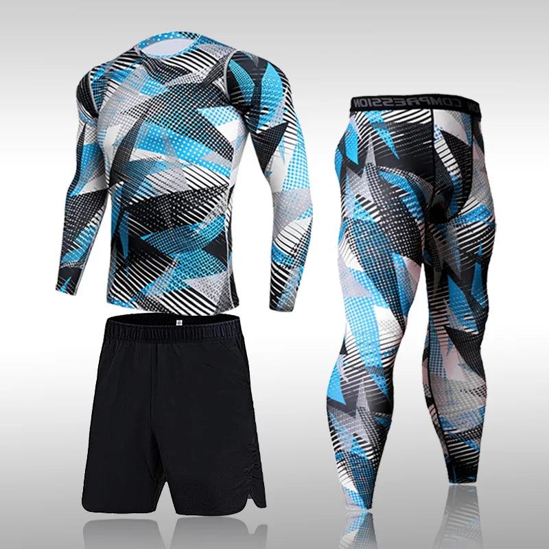 Men's Compression Gym Tights - Muscle Support Workout Pants | Quick Dry Sportswear Set