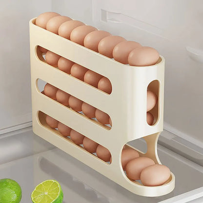 Automatic 4-Layer Egg Holder Rack - Fridge Egg Dispenser  Organizer
