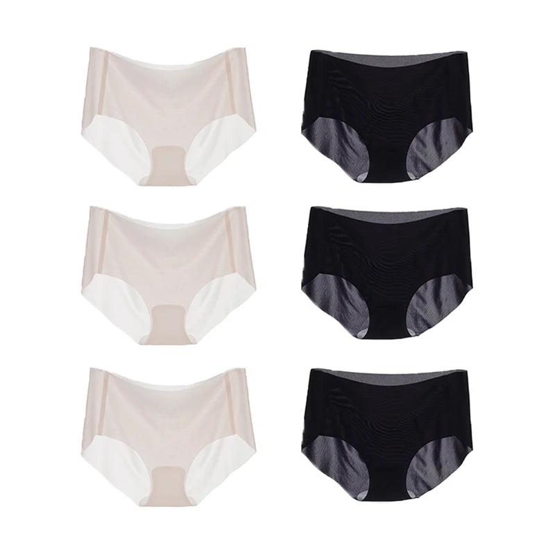 6PCS Summer Ice Silk Seamless Underwear Ladies Summer Ultra-thin Sense Quick-drying Pants Briefs Panties M-XL