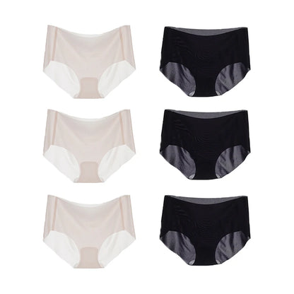 6PCS Summer Ice Silk Seamless Underwear Ladies Summer Ultra-thin Sense Quick-drying Pants Briefs Panties M-XL