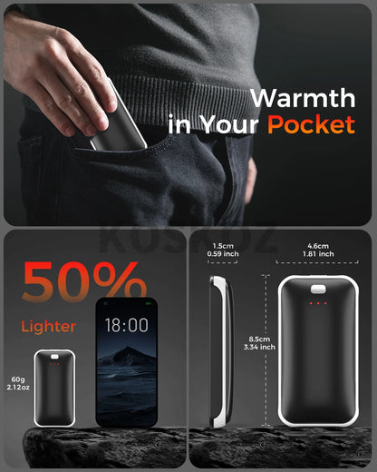 Rechargeable Electric Hand Warmers 2-Pack, Slim Pocket Design, USB-C Charging, 3 Heat Settings for Outdoor Use, Camping
