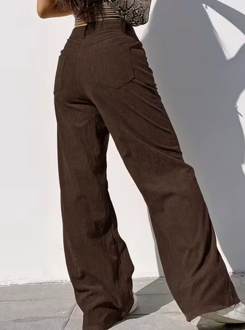 Elegant and fashionable women's clothing casual outdoor sports, slimming and versatile corduroy autumn and winter pants