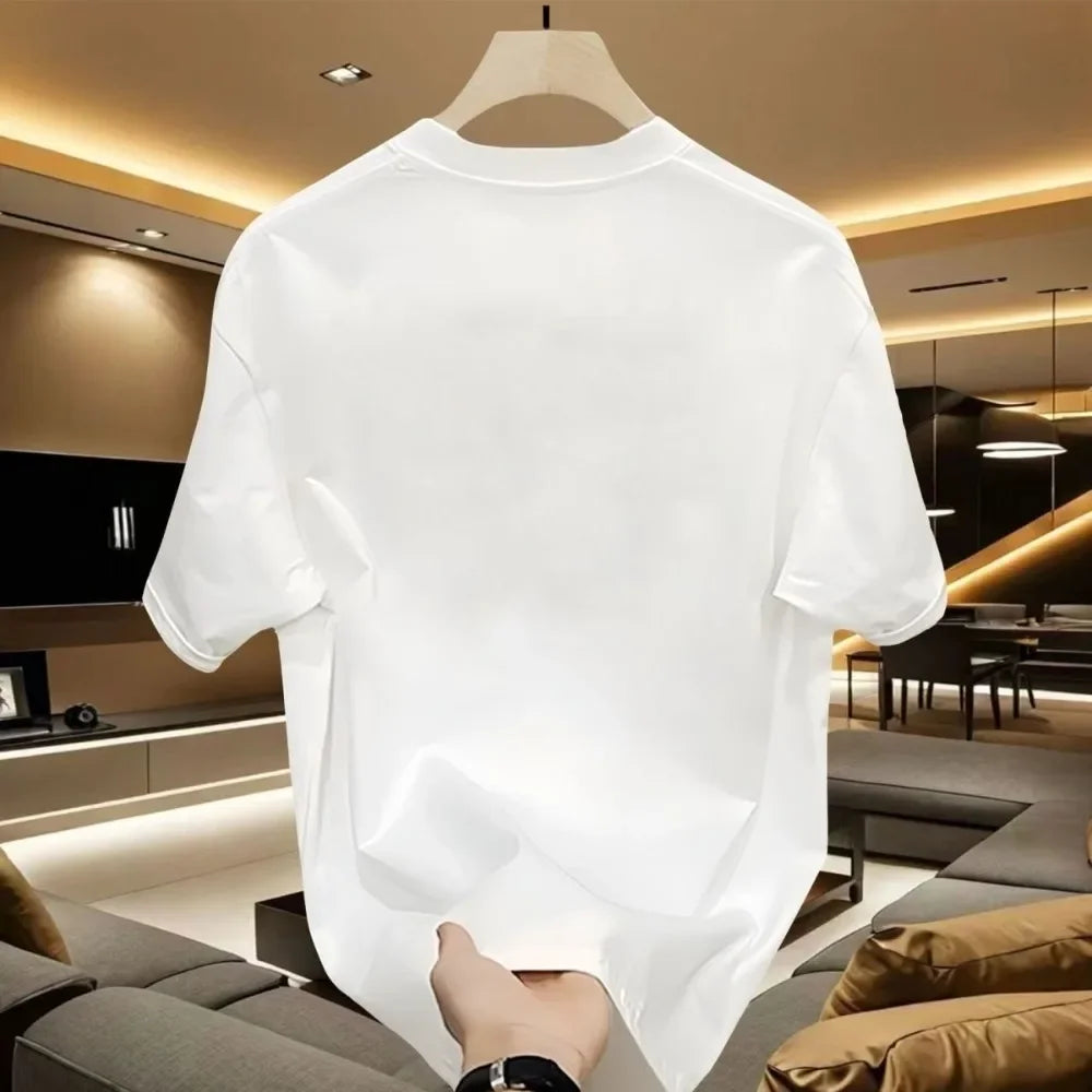 European Trendy Brand Short-sleeved T-shirt Men's Summer Round Neck Loose T-shirt Couple's Casual Printed Trendy Versatile Top