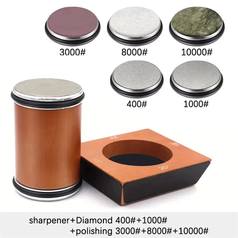 Rolling Knife Sharpener - 4 Angle Sharpening System With Diamond Whetstone Kit
