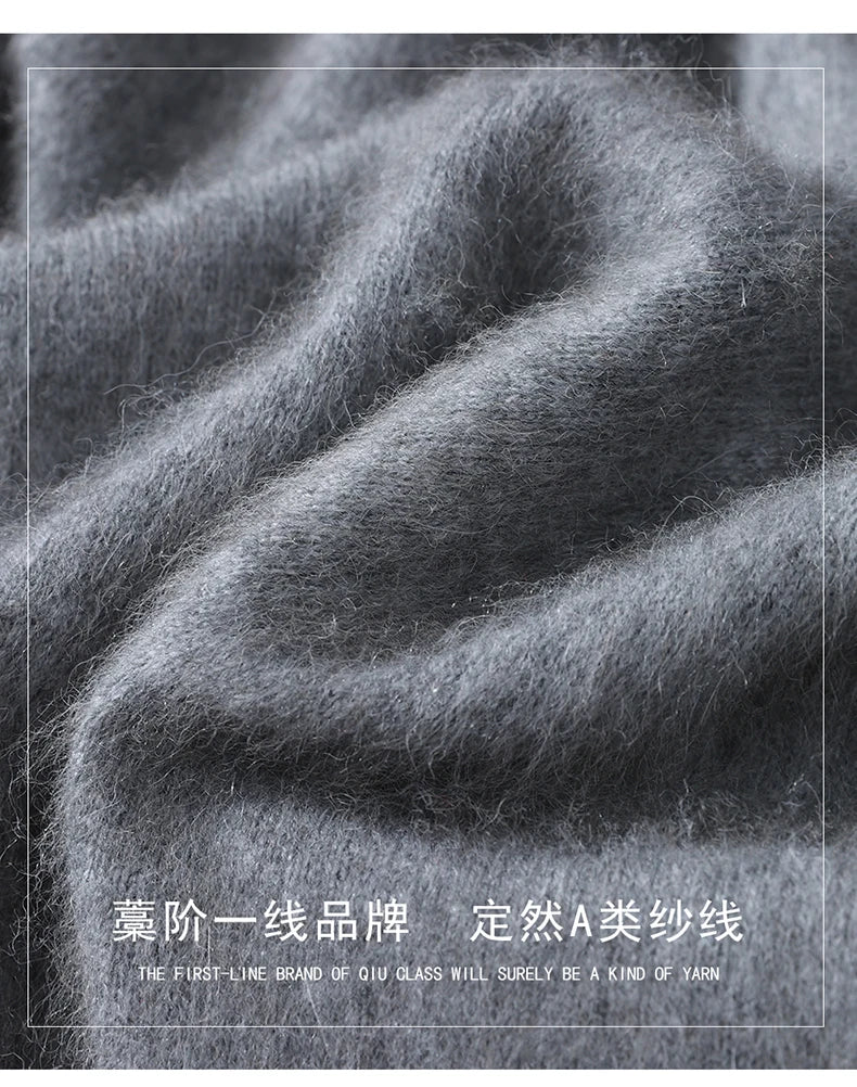 Men's 100% Pure Mink Cashmere Sweater V-neck Pullover Knit Bottoming Shirt Autumn And Winter New Long-Sleeve High-End Mink Tops