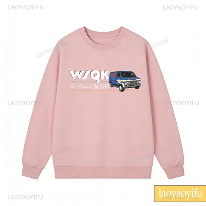 WSQK The Squawk 94.5 FM Radio Sweatshirt Wsqk Unisex Sweatshirts Vintage Sci-fi Crewneck 80s Nostalgic Sweater Retro Shirt Gift