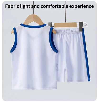 Summer CHILDREN'S Basketball Suit Boys and Girls Sports Vest Shorts Suit 23rd Handsome Boys and Students Vest Suit 2-piece.