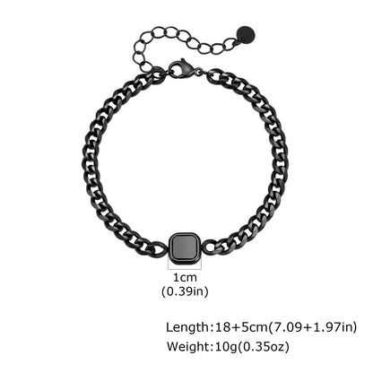Vnox 5/7mm Width Adjustable Chain Bracelet for Men, Stainless Steel Acrylic Six-Sided Polished Jewelry Gift for Husband Son‌ Him