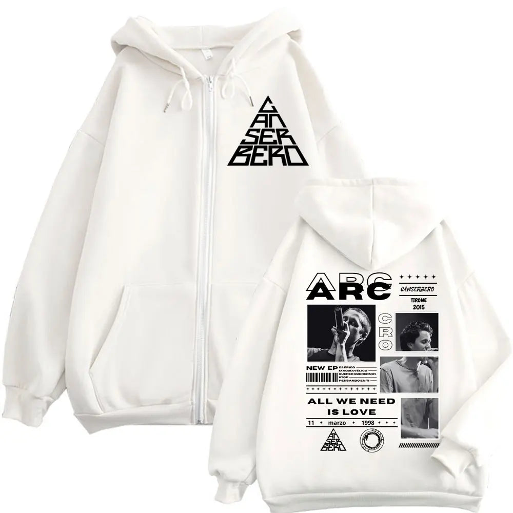 Canserbero All We Need Is Love Muerte Vida Merch Zipper Hoodie Men's Fashion Hip Hop Zip Up Sweatshirts Casual Fleece Pullovers