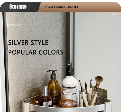 Aluminum Corner Shower Rack - Wall Mounted Bathroom Storage Organizer