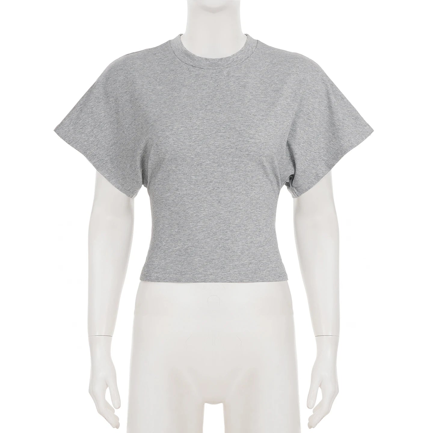 SUCHCUTE Solid Cotton O-Neck Pullover Waist Short Top Women Short-Sleeved Loose T-shirt Causal All-Match Shirts Summer Basic New