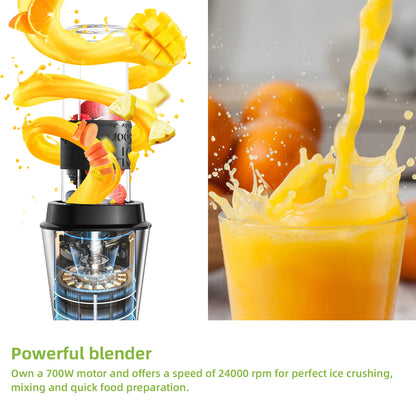 3-in-1 Food Processor - 700W Portable Juicer Blender  Chopper