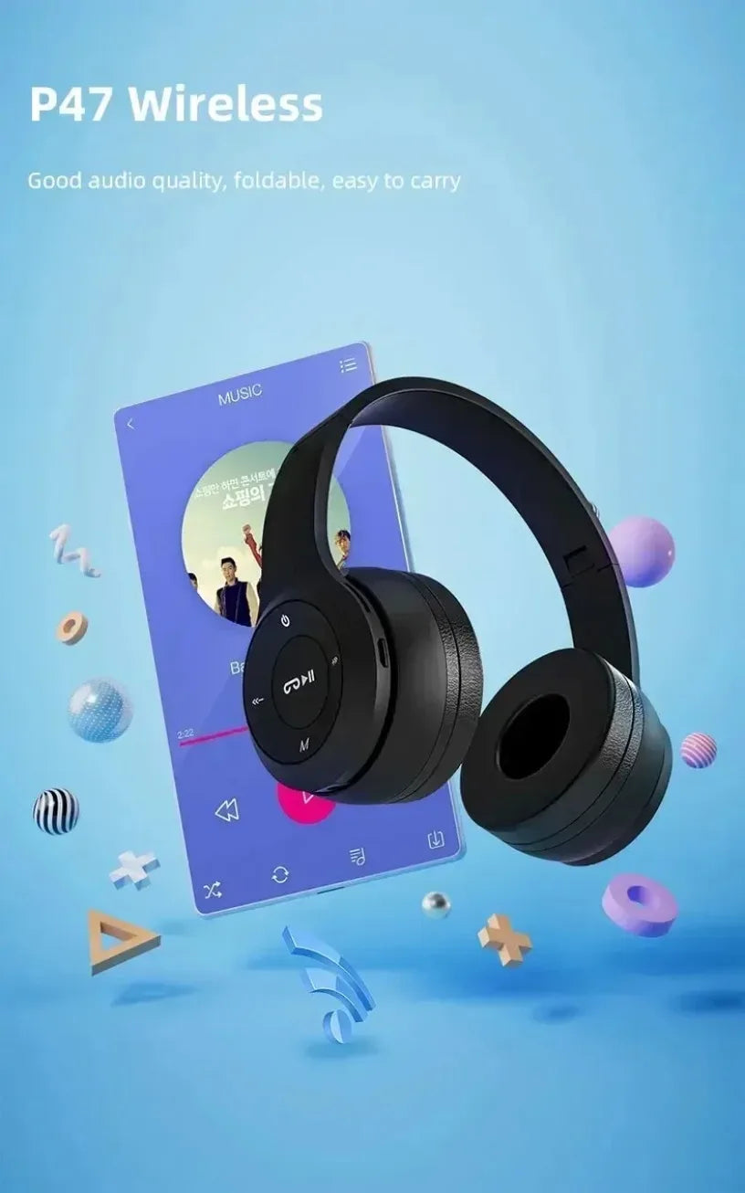 Stereo P47 Headset 5.0 Bluetooth Headset Folding Series Wireless Sports Game Headset  Foldable Wireless Bluetooth Headphone