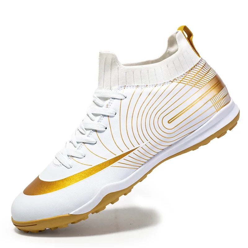 Men Football Boots – Lightweight Leather Soccer Shoes With Ankle Support Cleats