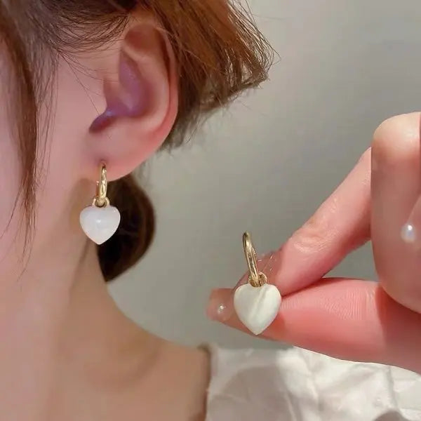 New Trendy Love Heart Zircon Tassel Earrings For Women Shiny Crystal Long Chain Asymmetric Dangle Earring Girl Party Jewelry