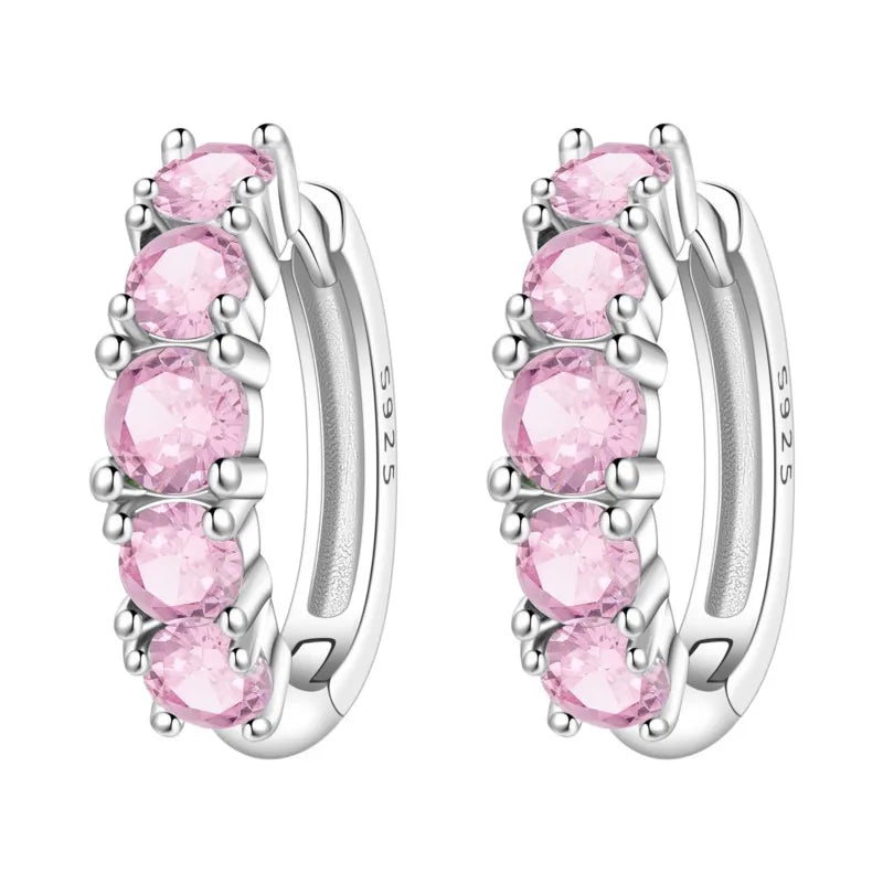 MISEFF Real 925 Sterling Silver Earring Gradual Change Green Blue Colored Zircon Hoop Earrings Engagement Wedding Jewelry Gifts
