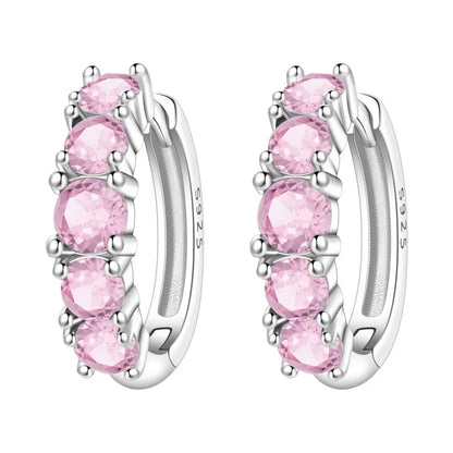 MISEFF Real 925 Sterling Silver Earring Gradual Change Green Blue Colored Zircon Hoop Earrings Engagement Wedding Jewelry Gifts