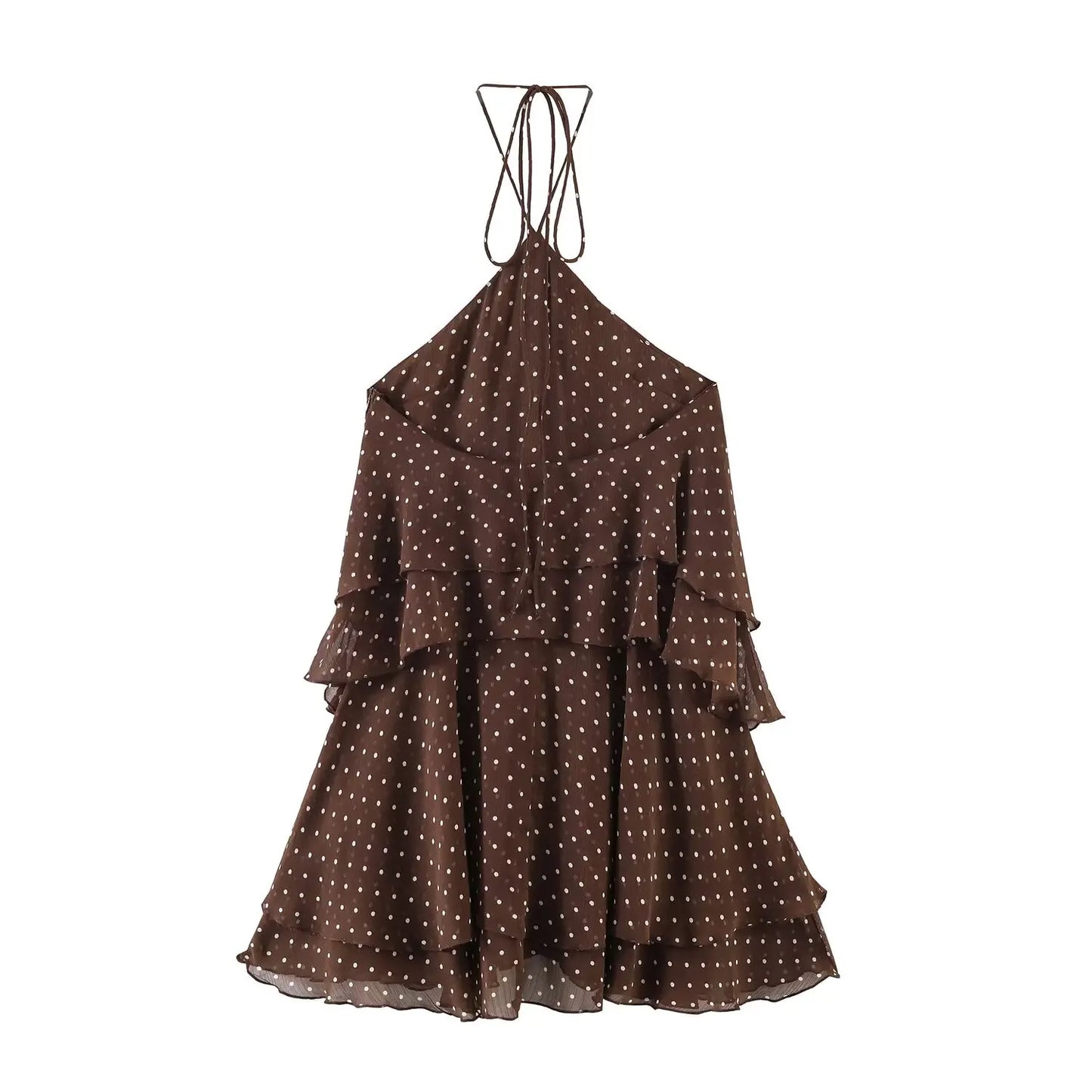Women's New Summer Dress 2026 Fashion Neck Cascading Elegant Youth Ball Party Dresses Chic Polka-dot Mini Comfortable Dress