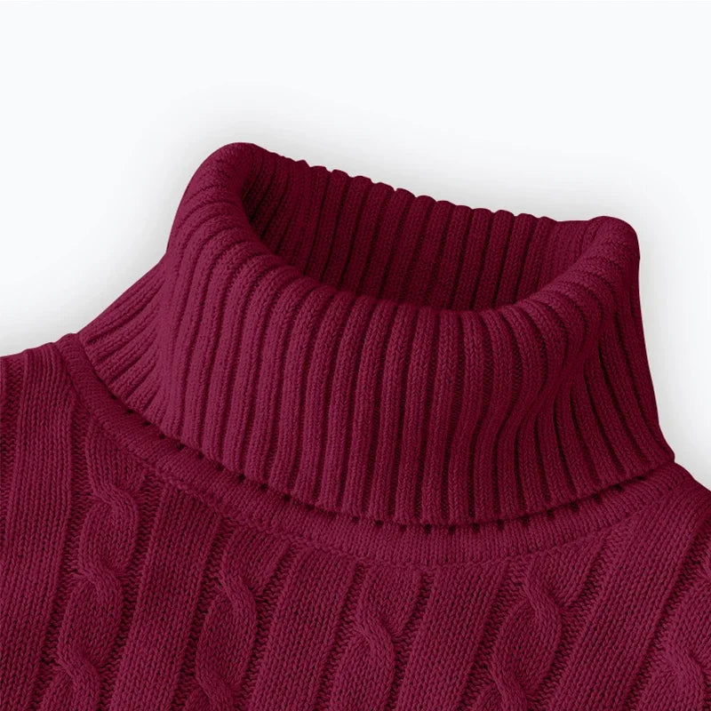 Men's Turtleneck Sweater - Knitted Pullover With Argyle Pattern | Warm Wool Casual Top