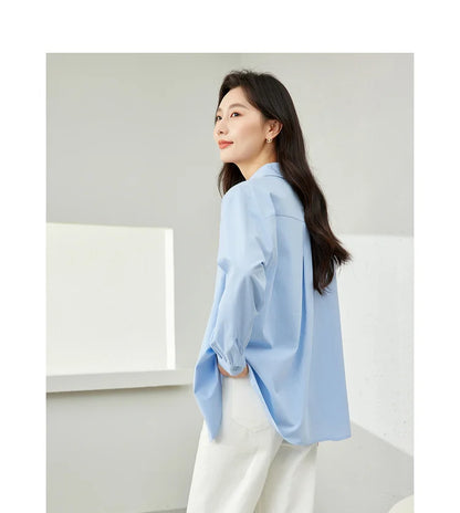 VIMLY Spring Formal Shirts Women 2026 Cotton Lyocell Button Up Shirts & Blouses Long Sleeve Top Office Wear for Woman M5889