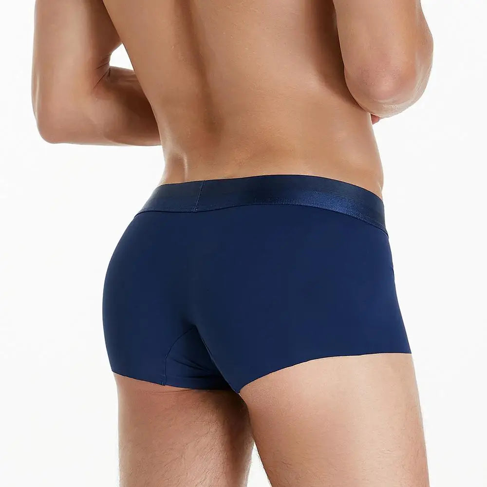 SEOBEAN New Ice Silk Boxers Men Underwear U Convex Pouch Solid Underpants Comfortable Breathable Thin Boxershorts