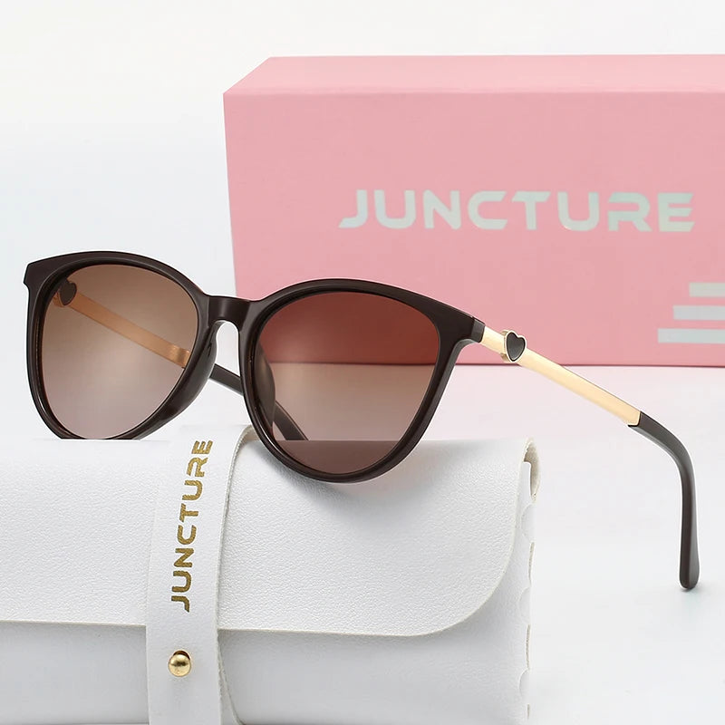 Polarized Cat Eye Sunglasses - Women's Fashion Alloy Frame Gradient Lens UV400 Protection