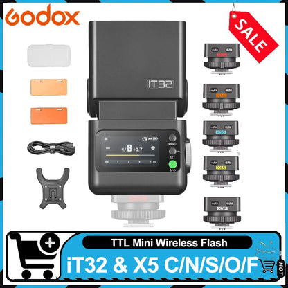 Godox IT32 IFlash Camera Flash TTL HSS Rotating Head on Camera Flash Light X5 C/S/N/F/O/L Wireless TTL Magnetic Flash Trigger