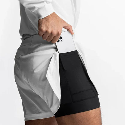 ASRV Mens Gym 2 in 1 Jogger Sport Short Pants Man Quick Dry Running Workout Basketball Shorts Male Gym Fitness Sweatpant Bottoms