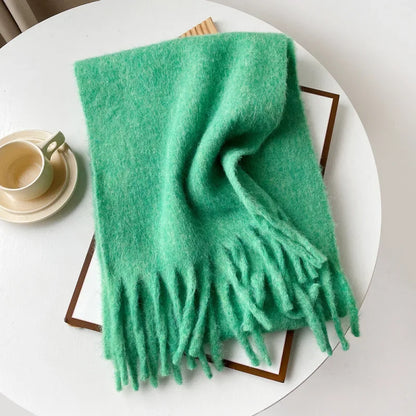 Wool Blend Scarf - Winter Thermal Scarf Women & Men | Soft Mohair Shawl, Keep Warm Muffler
