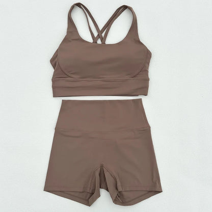 2 Piece Yoga Clothes Women's Tracksuit Athletic Wear Fitness Suit Gym Workout Push Up Clothes Sports Bra Yoga Shorts Suit