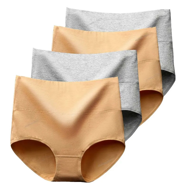 4Pcs/Lot High Waist Panties Women Underwear Cotton Shapers Body Slimming Plus Size Briefs Underpants Female Sexy Lingerie Shorts