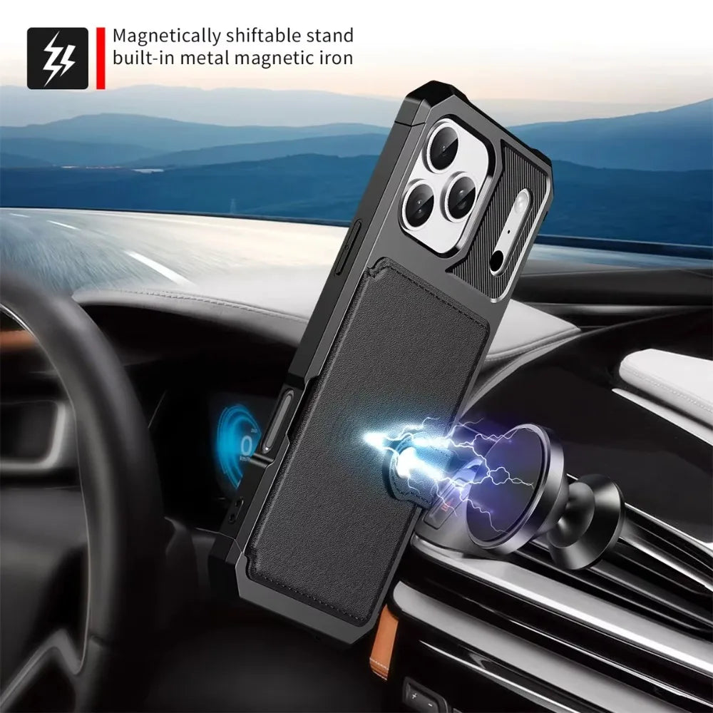Wallet Phone Case Card Holder for Apple IPhone 17 Air 16E 16 15 14 Plus 13 12 Pro Max Hybrid Rubber Bumper Back Flip Cover