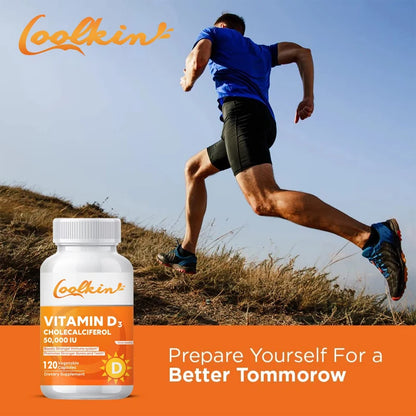 Vitamin D3 50000IU - Muscle Health, Strong Bones and Nervous System Health, Support Immune